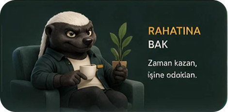 Rahatına bak — zaman kazan, işine odaklan.