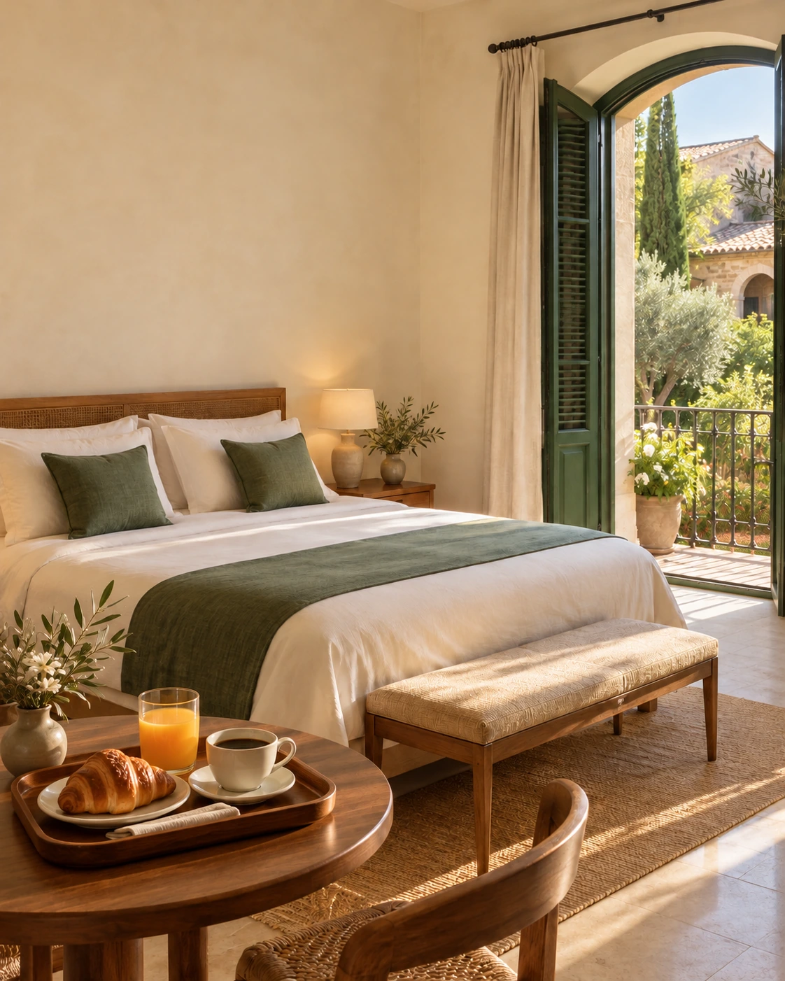 Balkon ve bahçe manzaralı butik otel odası